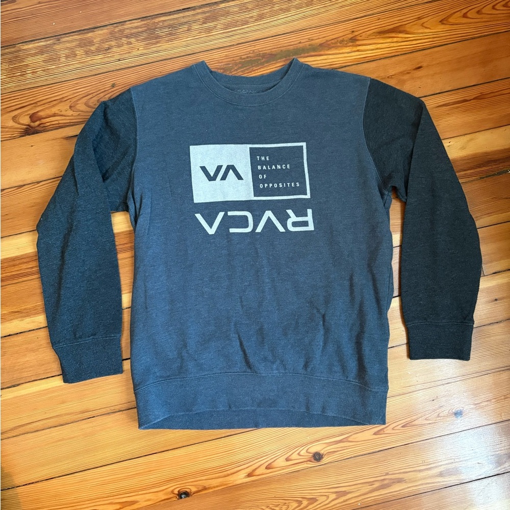 Kid’s RVCA Gray/Blue Crewneck Sweater Soft Cotton Casual